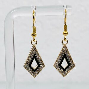 Rhinestone & Gold Tone Kite Earrings